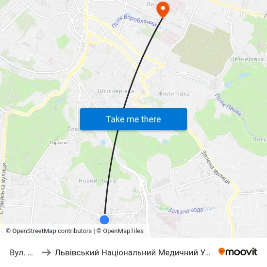 Вул. Сумська to Львівський Національний Медичний Університет Імені Данила Галицького map
