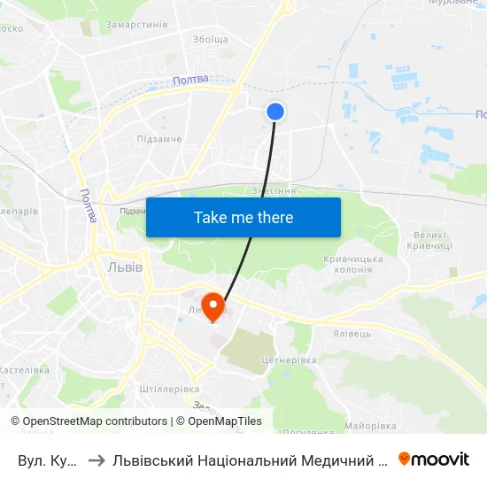 Вул. Кукурудзяна to Львівський Національний Медичний Університет Імені Данила Галицького map