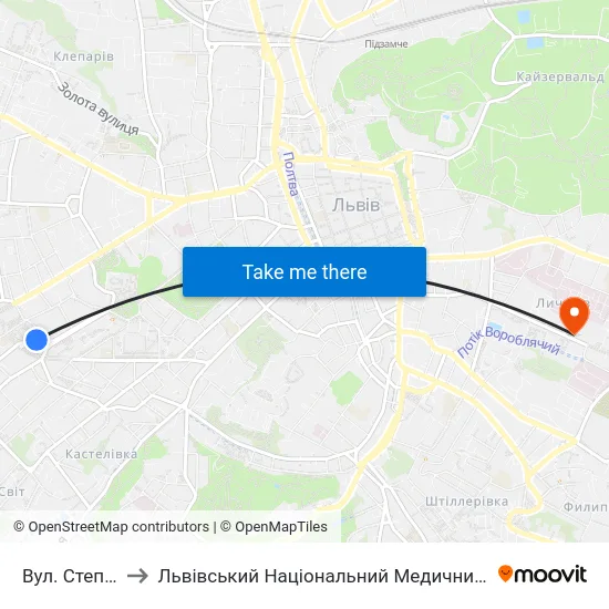 Вул. Степана Бандери to Львівський Національний Медичний Університет Імені Данила Галицького map