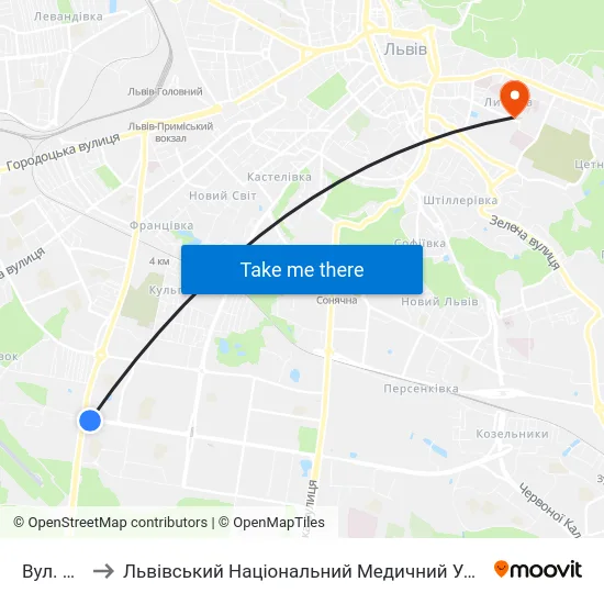 Вул. Наукова to Львівський Національний Медичний Університет Імені Данила Галицького map