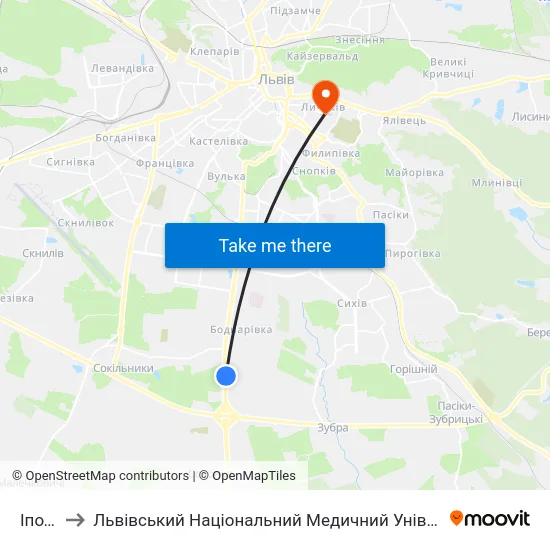 Іподром to Львівський Національний Медичний Університет Імені Данила Галицького map