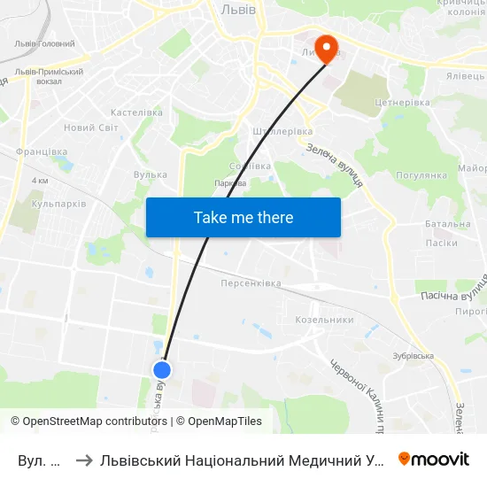 Вул. Скорини to Львівський Національний Медичний Університет Імені Данила Галицького map