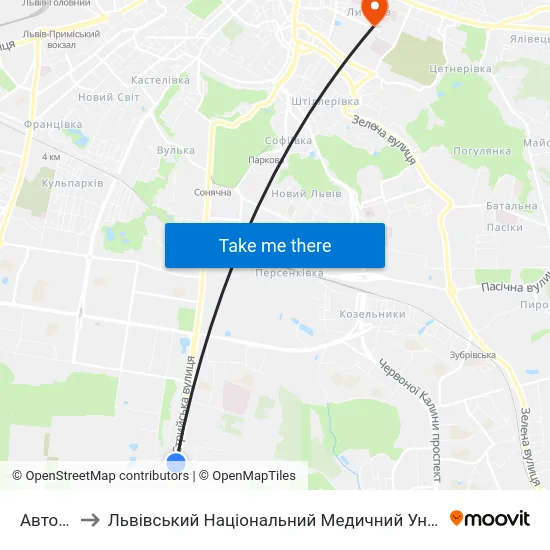 Автовокзал to Львівський Національний Медичний Університет Імені Данила Галицького map