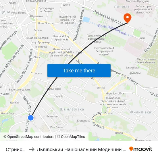 Стрийський Парк to Львівський Національний Медичний Університет Імені Данила Галицького map