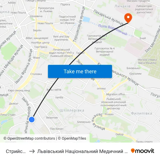 Стрийський Парк to Львівський Національний Медичний Університет Імені Данила Галицького map