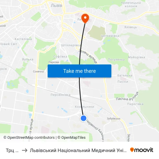 Трц Шувар to Львівський Національний Медичний Університет Імені Данила Галицького map