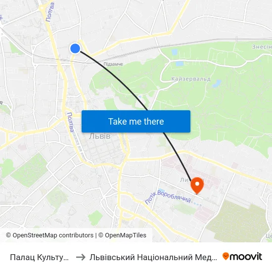 Палац Культури Ім. Гната Хоткевича to Львівський Національний Медичний Університет Імені Данила Галицького map