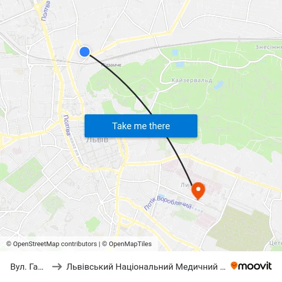 Вул. Гайдамацька to Львівський Національний Медичний Університет Імені Данила Галицького map