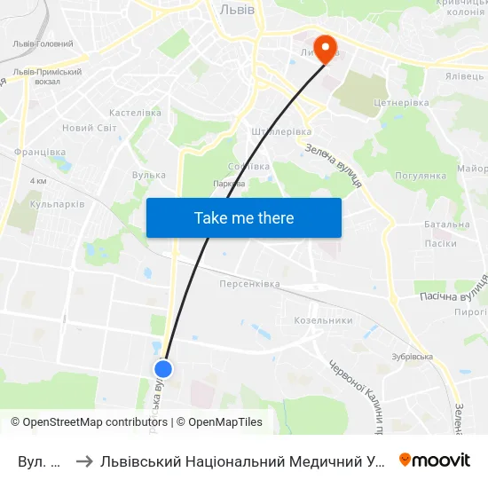 Вул. Скорини to Львівський Національний Медичний Університет Імені Данила Галицького map