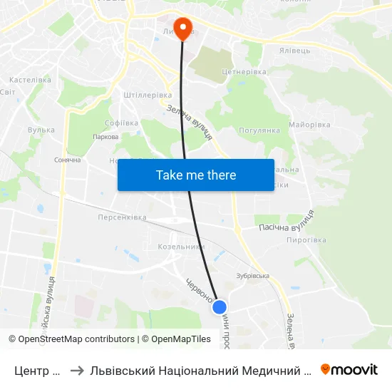 Центр Довженка to Львівський Національний Медичний Університет Імені Данила Галицького map