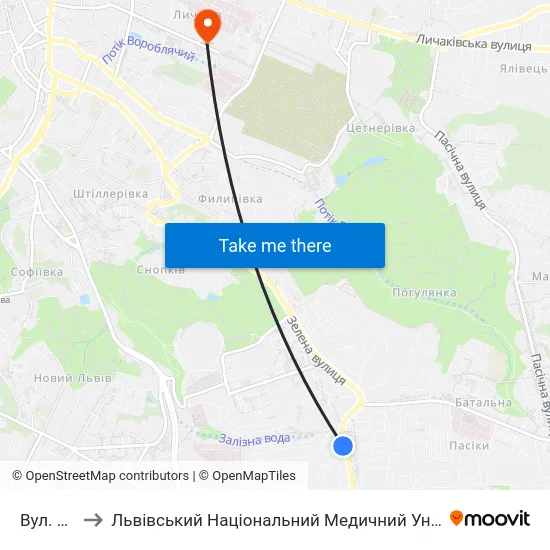 Вул. Бузкова to Львівський Національний Медичний Університет Імені Данила Галицького map