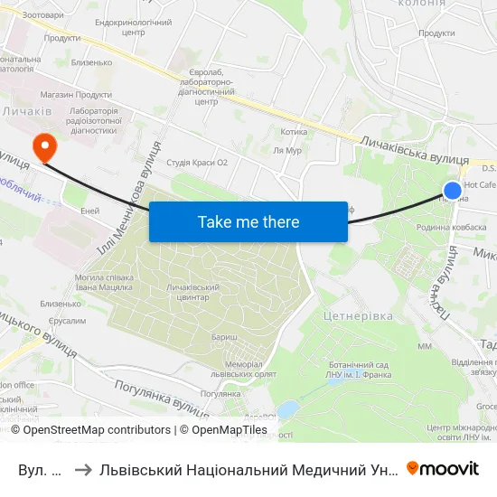 Вул. Пасічна to Львівський Національний Медичний Університет Імені Данила Галицького map