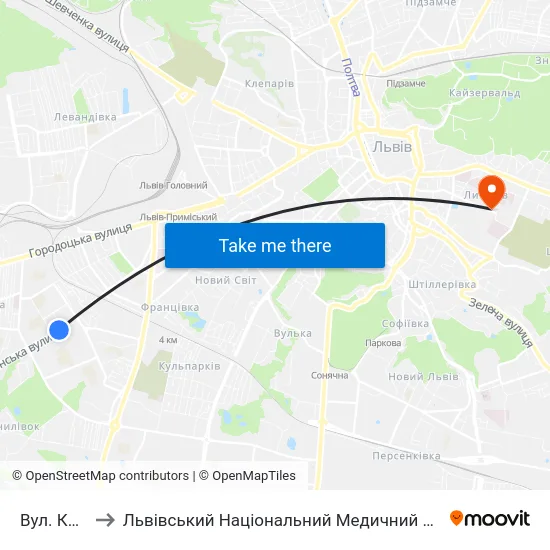 Вул. Караджича to Львівський Національний Медичний Університет Імені Данила Галицького map