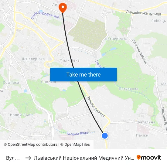 Вул. Бузкова to Львівський Національний Медичний Університет Імені Данила Галицького map