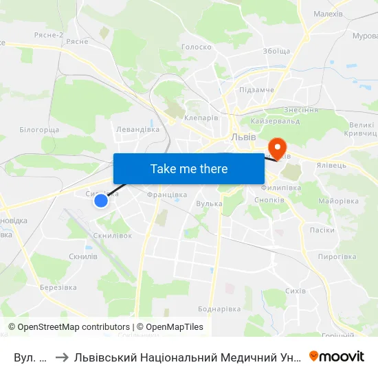 Вул. Патона to Львівський Національний Медичний Університет Імені Данила Галицького map