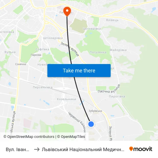 Вул. Івана Кавалерідзе to Львівський Національний Медичний Університет Імені Данила Галицького map