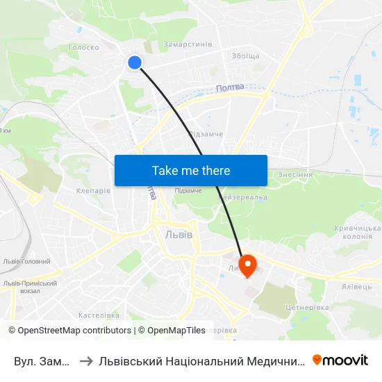 Вул. Замарстинівська to Львівський Національний Медичний Університет Імені Данила Галицького map