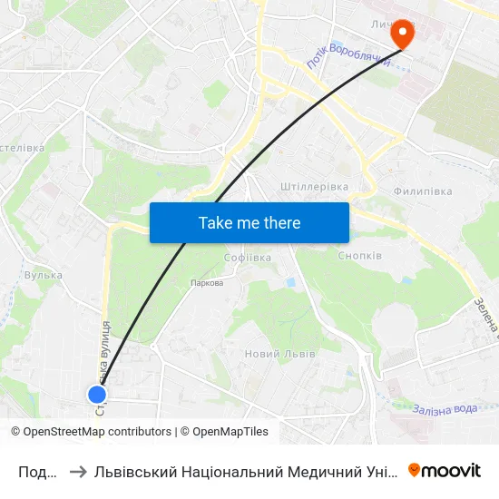 Податкова to Львівський Національний Медичний Університет Імені Данила Галицького map