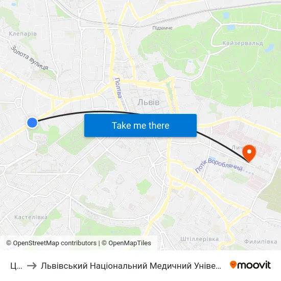 Цирк to Львівський Національний Медичний Університет Імені Данила Галицького map