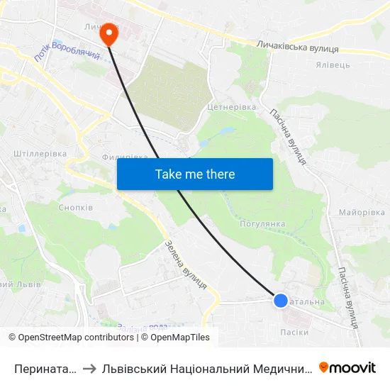 Перинатальний Центр to Львівський Національний Медичний Університет Імені Данила Галицького map