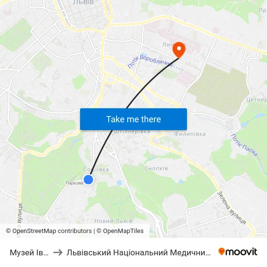 Музей Івана Франка to Львівський Національний Медичний Університет Імені Данила Галицького map