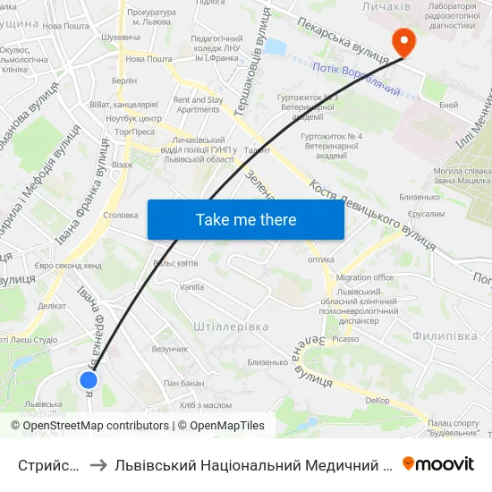 Стрийський Парк to Львівський Національний Медичний Університет Імені Данила Галицького map