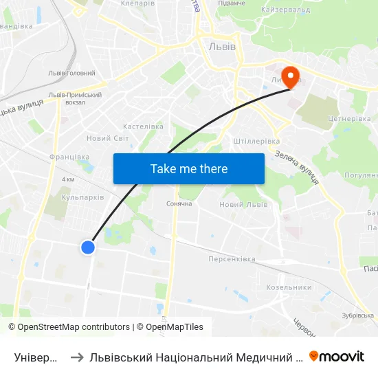 Універмаг "Океан" to Львівський Національний Медичний Університет Імені Данила Галицького map