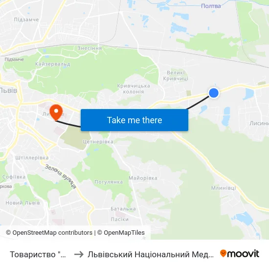 Товариство "Провесінь-Агроінвест" to Львівський Національний Медичний Університет Імені Данила Галицького map
