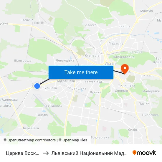 Церква Воскресіння Господнього to Львівський Національний Медичний Університет Імені Данила Галицького map