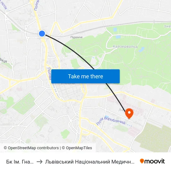 Бк Ім. Гната Хоткевича to Львівський Національний Медичний Університет Імені Данила Галицького map