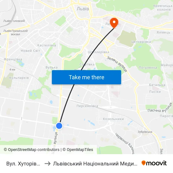 Вул. Хуторівка - Вул. Стрийська to Львівський Національний Медичний Університет Імені Данила Галицького map