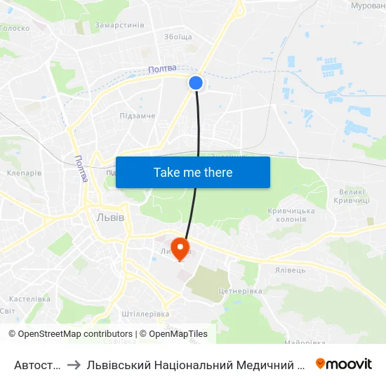 Автостанція №2 to Львівський Національний Медичний Університет Імені Данила Галицького map