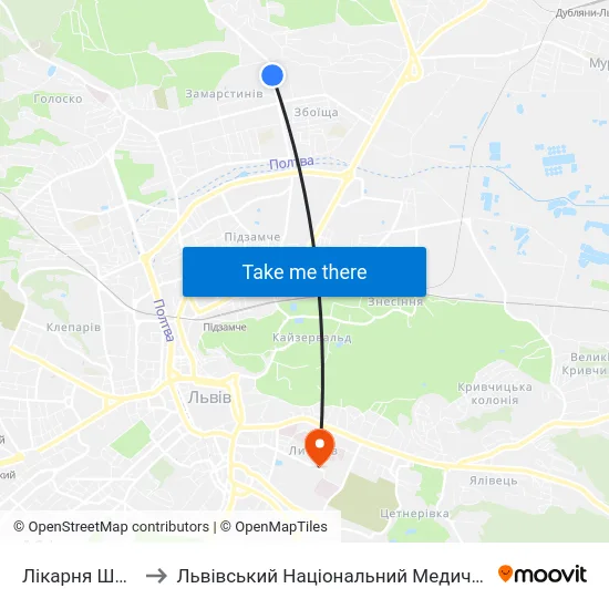 Лікарня Швидкої Допомоги to Львівський Національний Медичний Університет Імені Данила Галицького map