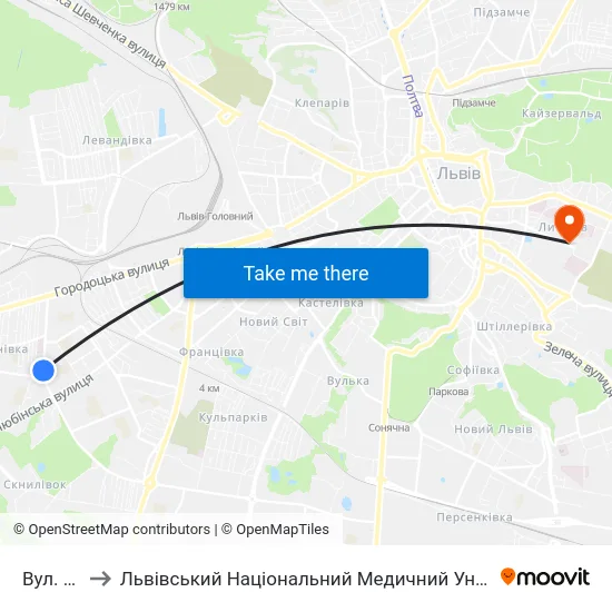Вул. Патона to Львівський Національний Медичний Університет Імені Данила Галицького map