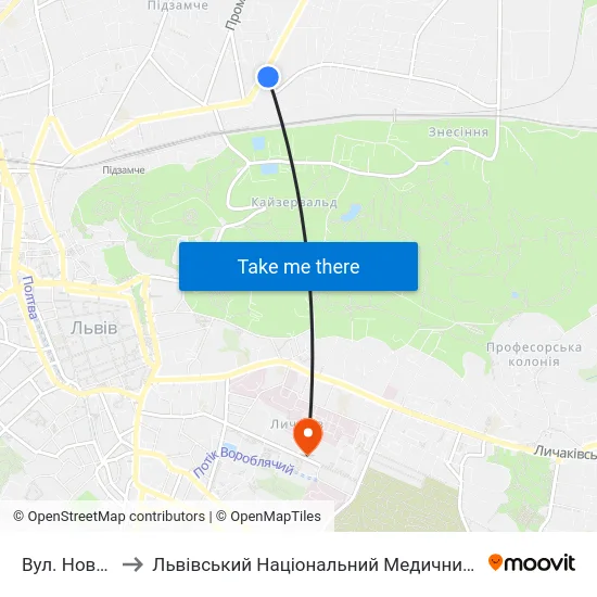 Вул. Новознесенська to Львівський Національний Медичний Університет Імені Данила Галицького map