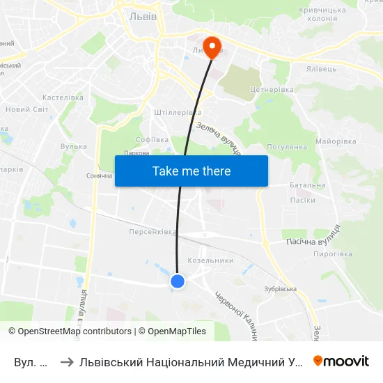 Вул. Чукаріна to Львівський Національний Медичний Університет Імені Данила Галицького map