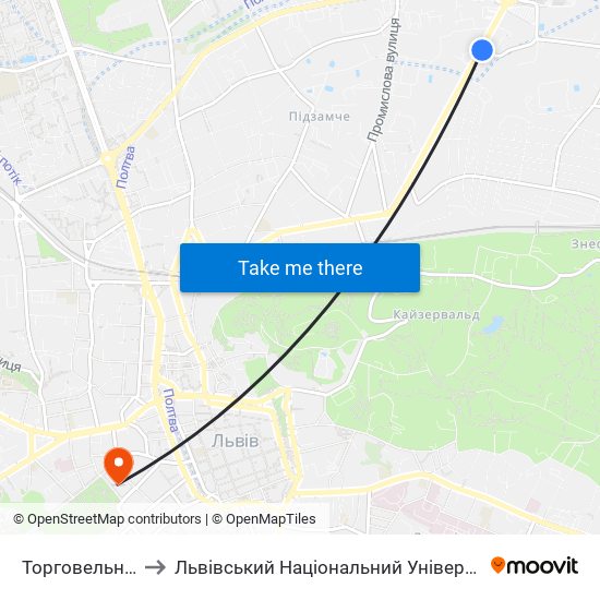 Торговельний Центр to Львівський Національний Університет Ім. Івана Франка map