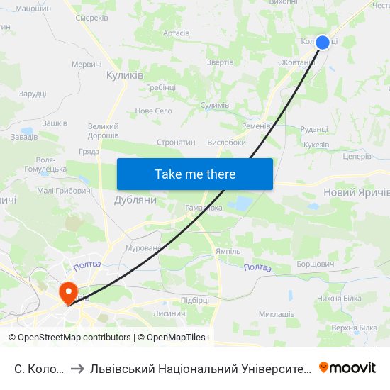 С. Колоденці to Львівський Національний Університет Ім. Івана Франка map