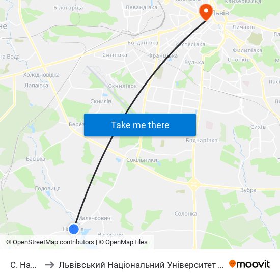 С. Наварія to Львівський Національний Університет Ім. Івана Франка map