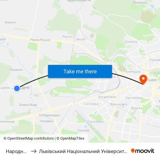 Народний Дім to Львівський Національний Університет Ім. Івана Франка map