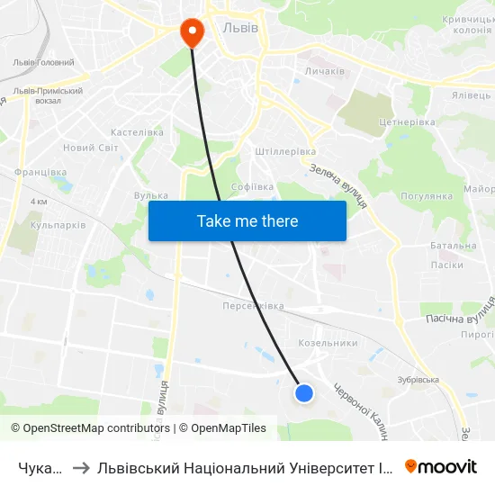 Чукаріна to Львівський Національний Університет Ім. Івана Франка map