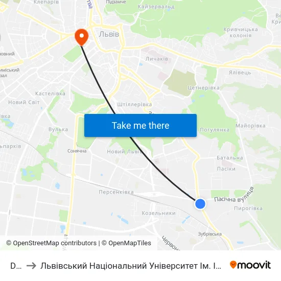 Dbk to Львівський Національний Університет Ім. Івана Франка map