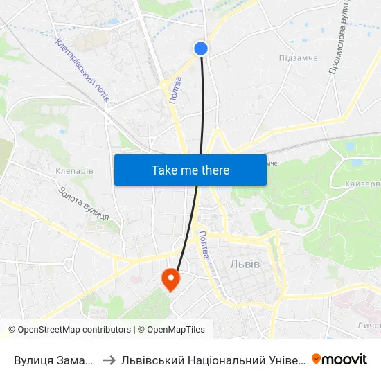 Вулиця Замарстинівська to Львівський Національний Університет Ім. Івана Франка map