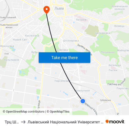 Трц Шувар to Львівський Національний Університет Ім. Івана Франка map