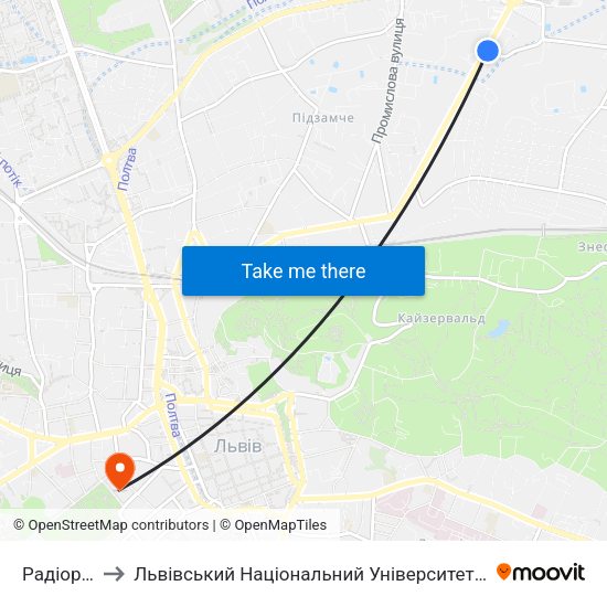 Радіоринок to Львівський Національний Університет Ім. Івана Франка map