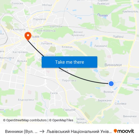 Винники (Вул. Шептицьких) to Львівський Національний Університет Ім. Івана Франка map