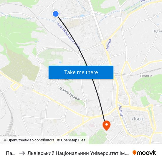 Панча to Львівський Національний Університет Ім. Івана Франка map