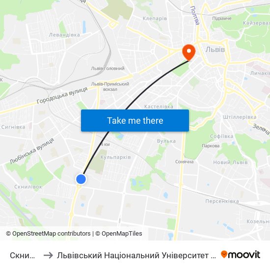 Скнилівок to Львівський Національний Університет Ім. Івана Франка map