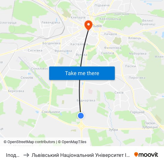 Іподром to Львівський Національний Університет Ім. Івана Франка map