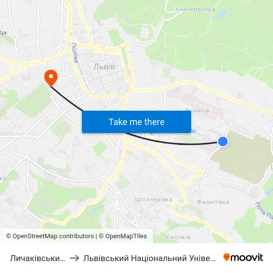 Личаківський Цвинтар to Львівський Національний Університет Ім. Івана Франка map